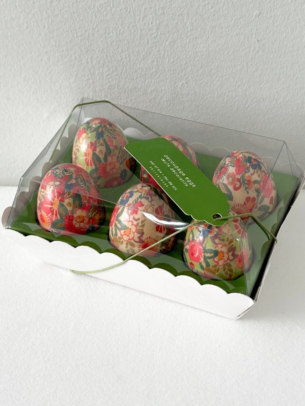 Set of 6 POTTERY BARN Decoupage Eggs Easter Decorative Colorful Floral Folk Art
